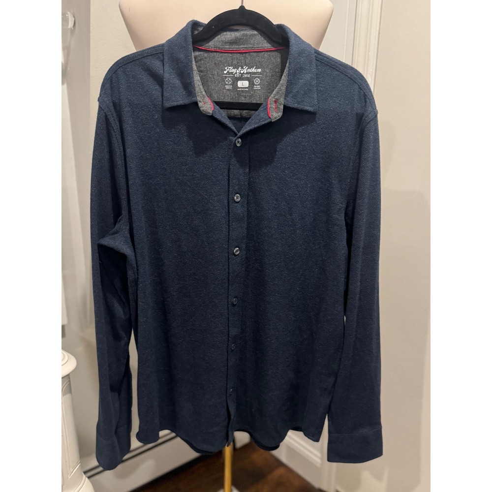 Flag & Anthem Men's Navy Stretch Button-Down Shirt Large NWT